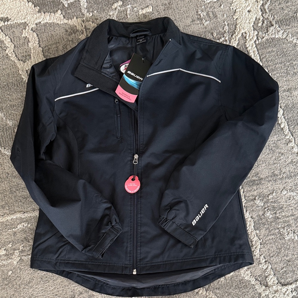 Bauer Black Softshell Jacket with White Reflective Trim
